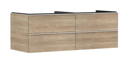 Waschtischunterschrank von Hansgrohe mit vier Schubkästen. Oberflächen in Holzoptik, geeignet für Konsolen Aufsatzwaschtische.